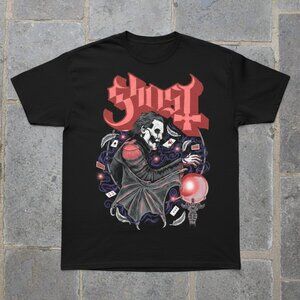 Cardinal Copia Crystal Ball Playing Cards Heavy Metal Rock Graphic Tee Black